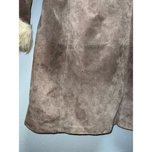 Womens Wilsons Leather Maxima Coat Brown Suede Penny Lane Faux Trim Medium - Picture 9 of 11